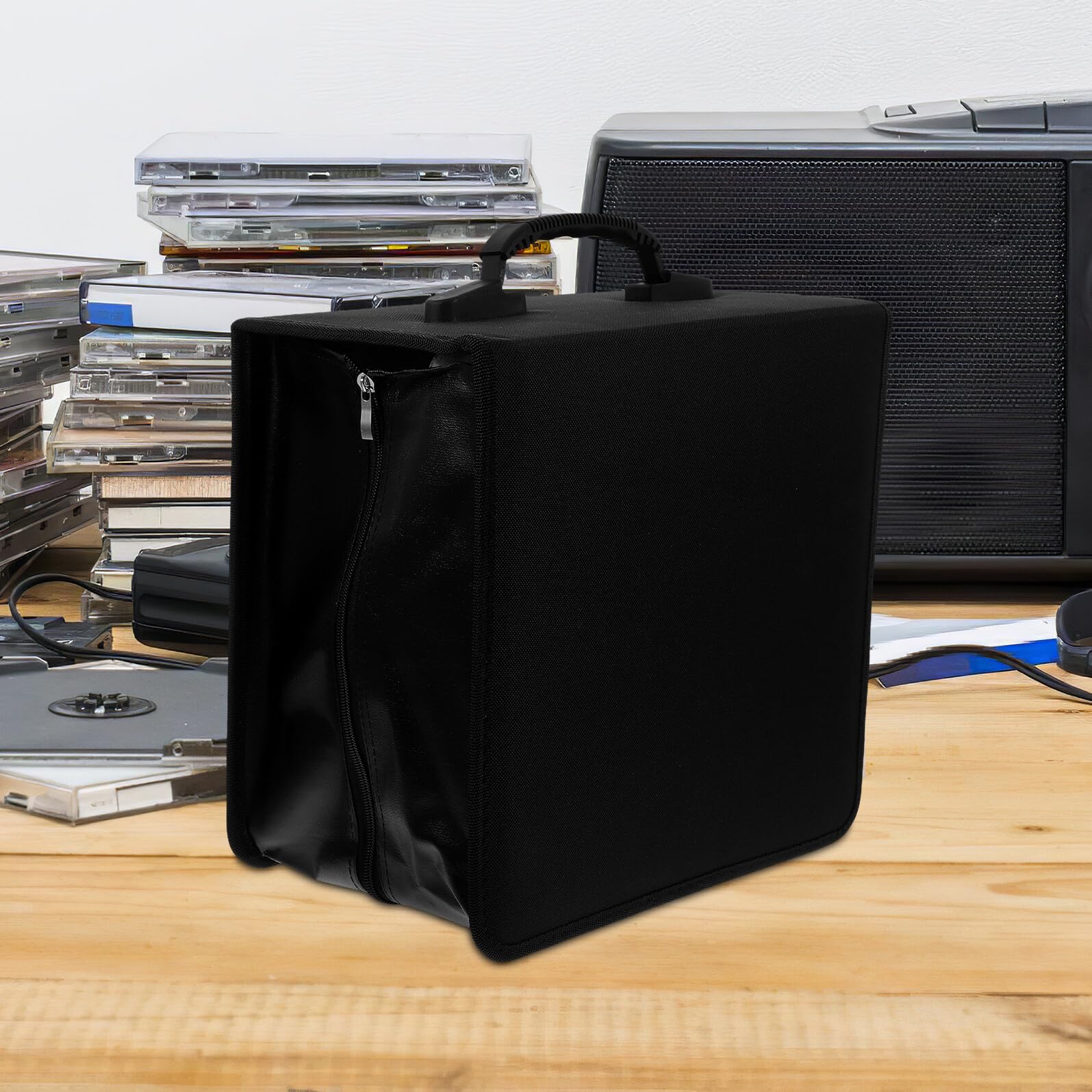 Baluue Porta CD Dvd Maniglia Custodia per Dischi Fino Organizzatore Resistente per Auto e Viaggi Protezione da Graffi