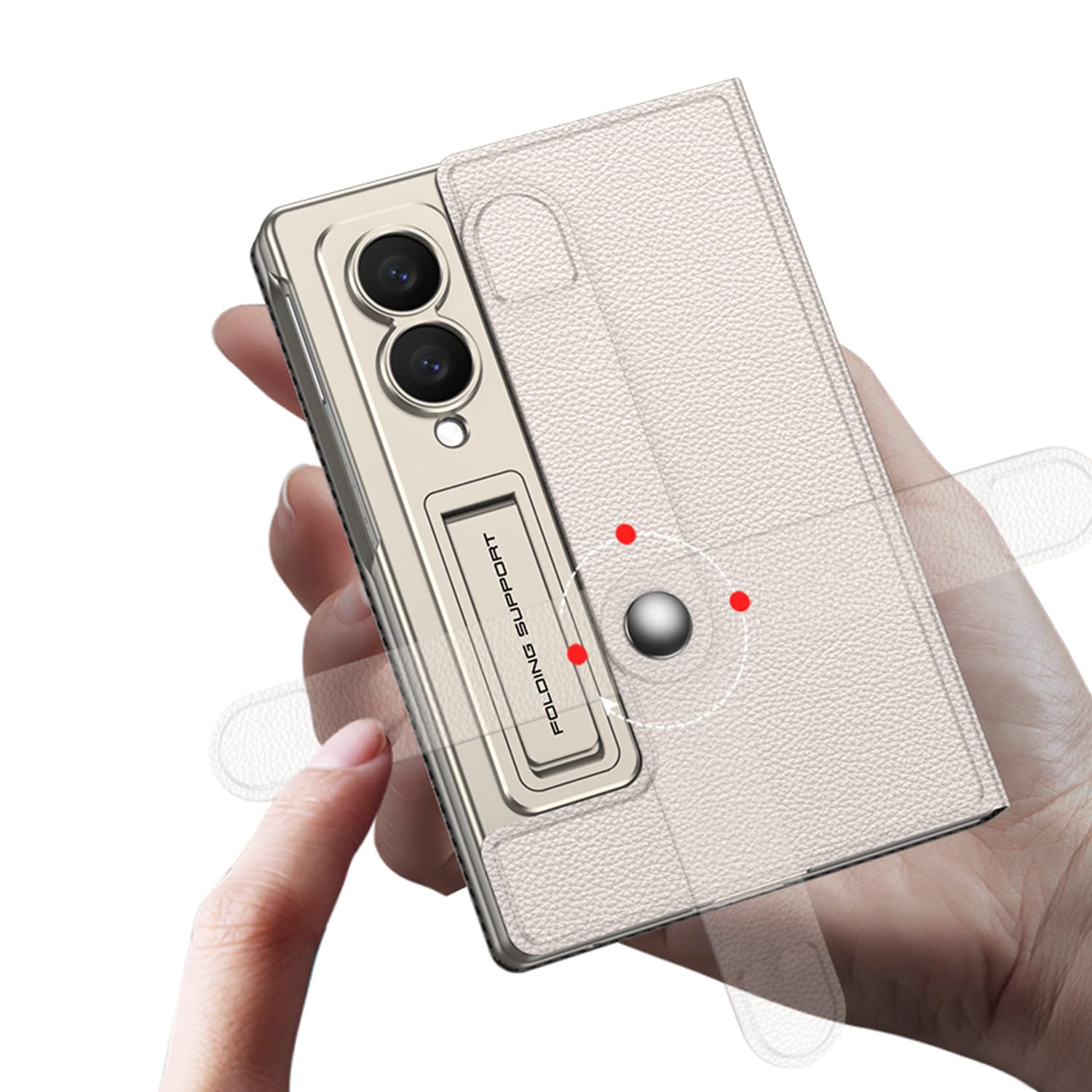 COQUE Etui na telefon Galaxy Z Fold 8, skórzane etui z klapką z miejscem na karty, hartowana folia, pełna osłona ochronna z zawiasami do Samsung Galaxy Z Fold 8 - włókno węglowe