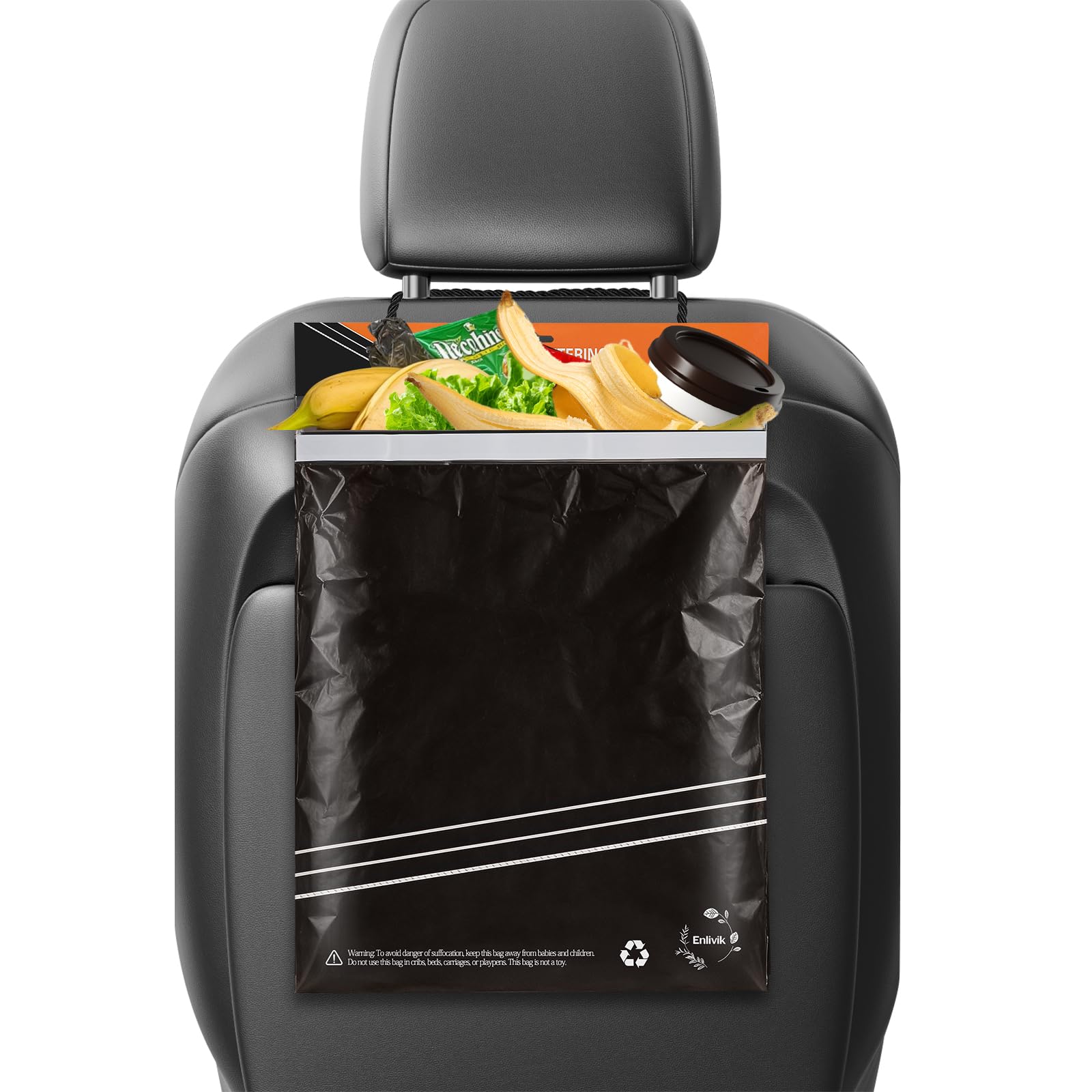 50 Pcs Disposable Car Trash Bags Leakproof Odor-Lock 2 Gallon Hanging Auto Garbage Bags Hanging from Headrest Easy