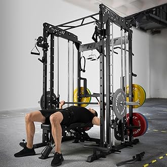 RitFit M1 & M1 Pro Smith Machine with Cable Crossover System, Multi-Function Squat Rack Power Cage for Home Gym, Power Rack and Packages