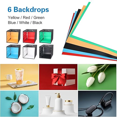 Miniatura 4 de LUXCEO - Caja de luz para fotografía, kit de caja de luz de fotografía de producto de 12 x 12 pulgadas con caja de luz CRI 95+ para fotos, 120 luces