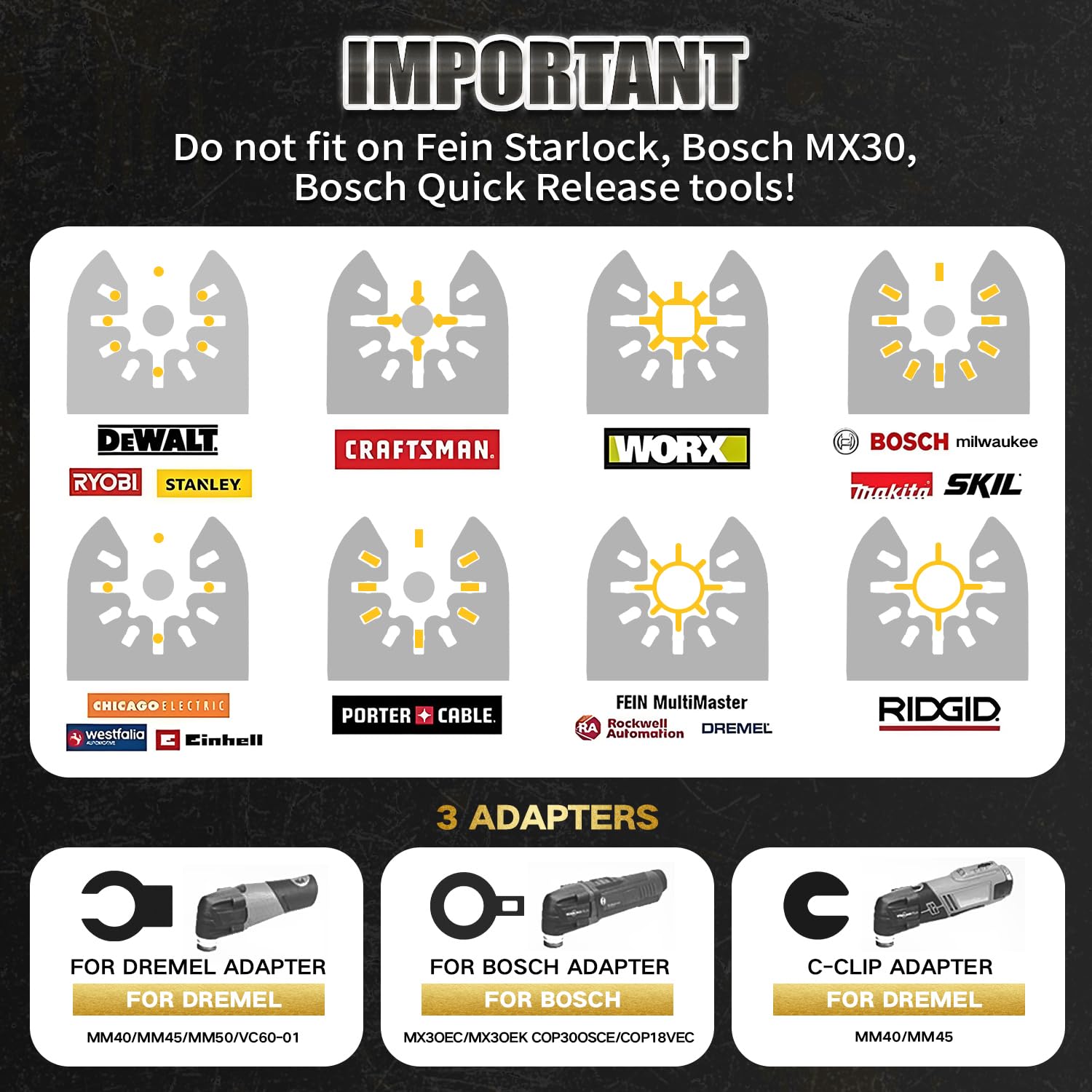 16PCS Titanium and Carbide Oscillating Tool Blades, Heary Duty for Hard Material,Professional Universal Oscillating Saw Blades Multitool Blades Kits for Metal Wood Dewalt Milwaukee Ryobi Fein