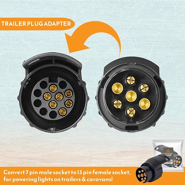 Xtremeauto 7 Pin To 13 Pin Towing Adaptor - 7 Pin To 13 Pin Adapter For Trailer, Caravan, 7 Pin To 13 Pin Towing Adapter Socket Plug 7pin To 13pin Adapter Converter - 3