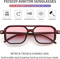 Vista 88 de Feisedy - B2622 - Lentes de sol estilo aviador, cuadrados, clásicos de los años 70, unisex, con montura clásica retro y elegante, UV400 Marco