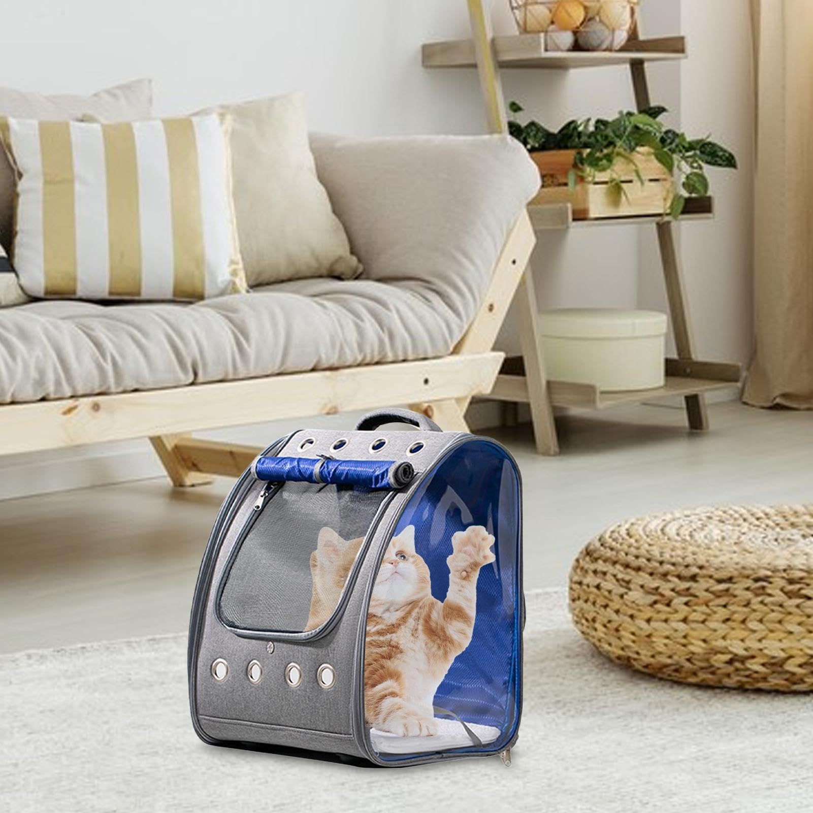 Zaino per gatti – Zaino per cuccioli | approvato dalle compagnie aeree | veterinarie | Zaino per animali domestici | Maniglia per il trasporto e design trasparente a cabina per gatti da viaggio
