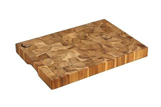 MOON HOME Premium Schneidebrett - Uranus, massives Stirnholz/Akazie, mit zwei Griffmulden, messerschonend & hygienisch, extra langlebig & stabil, 42.0 x 30.0 x 4.0 cm - Amazon product rated Grade A