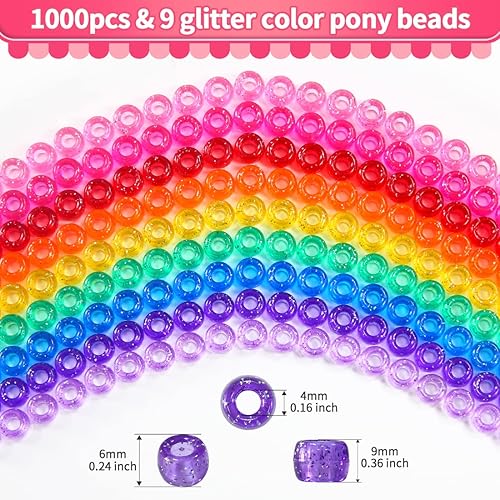 Miniatura 2 de Praisebank, 1000 cuentas verdes transparentes de poni, cuentas para hacer joyas, cuentas para manualidades, cuentas para el cabello, cuentas para