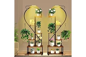 6 Tier Tall Plant Stand Indoor with Grow Lights - Half Heart Shaped Plant Stands