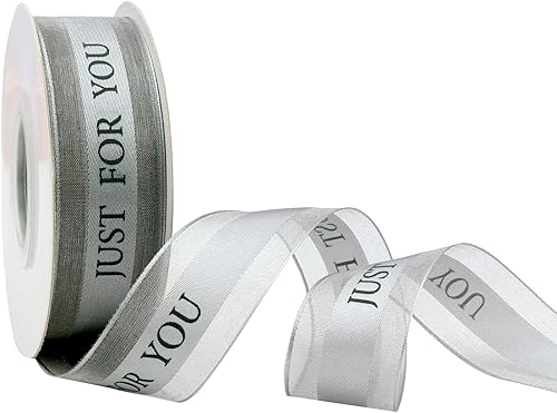 Miniatura 1 de Cinta de gasa plateada de San Valentín de 1 pulgada, cinta para envolver regalos, fiestas de vacaciones, decoraciones de boda, cinta de regalo de 22