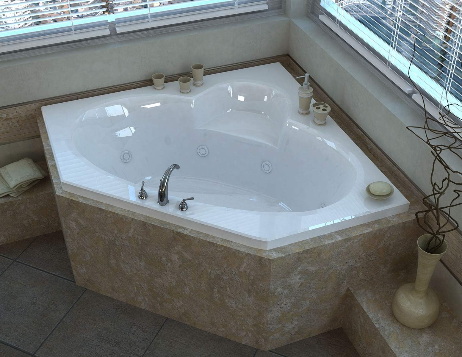 Avano 6060SWR St. Martin 58" Corner Whirlpool Tub with 8 Adjustable Water Jets, 1 HP Water Pump and Right Drain