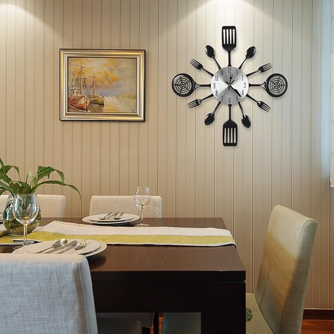 Reloj de Pared de Cocina 16 Pulgadas con Diseño de Cuchara y Tenedor miniatura 2
