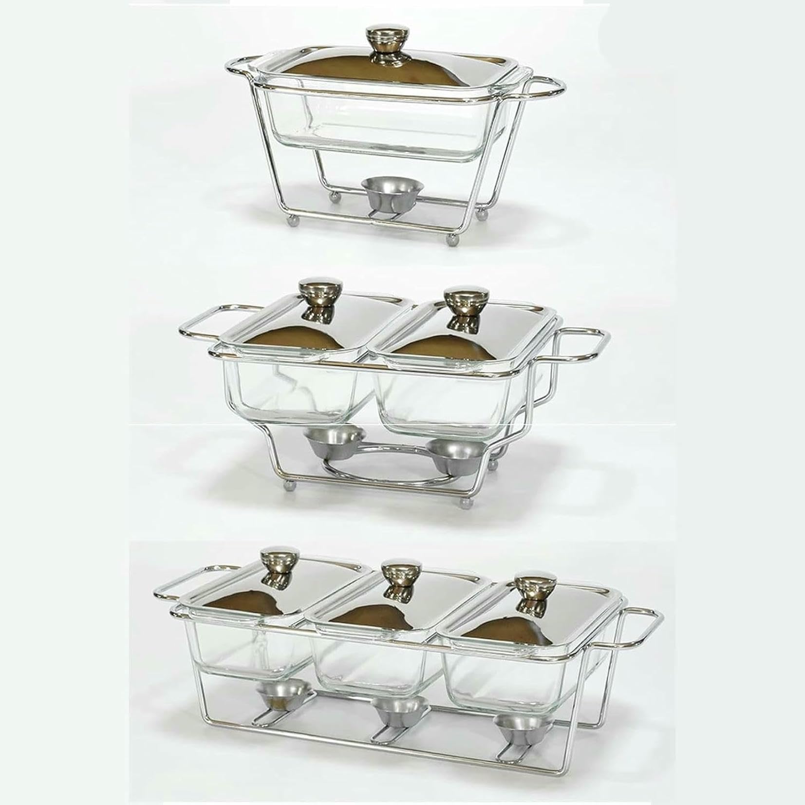 Set di Buffet in Acciaio Inossidabile in Acciaio Inossidabile Rettangolare per Matrimoni, Feste, Banchetti, Ristoratori ~/