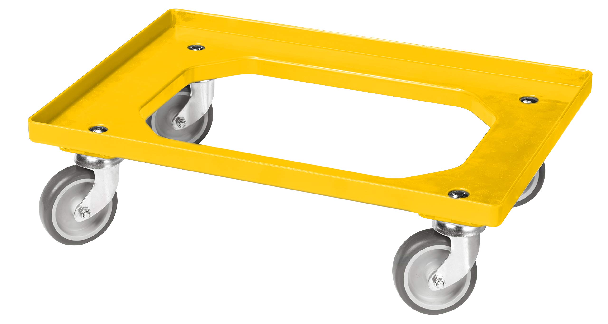 5 Stück Transportroller für Kisten 60 x 40 cm mit 4 Lenkrollen in gelb
