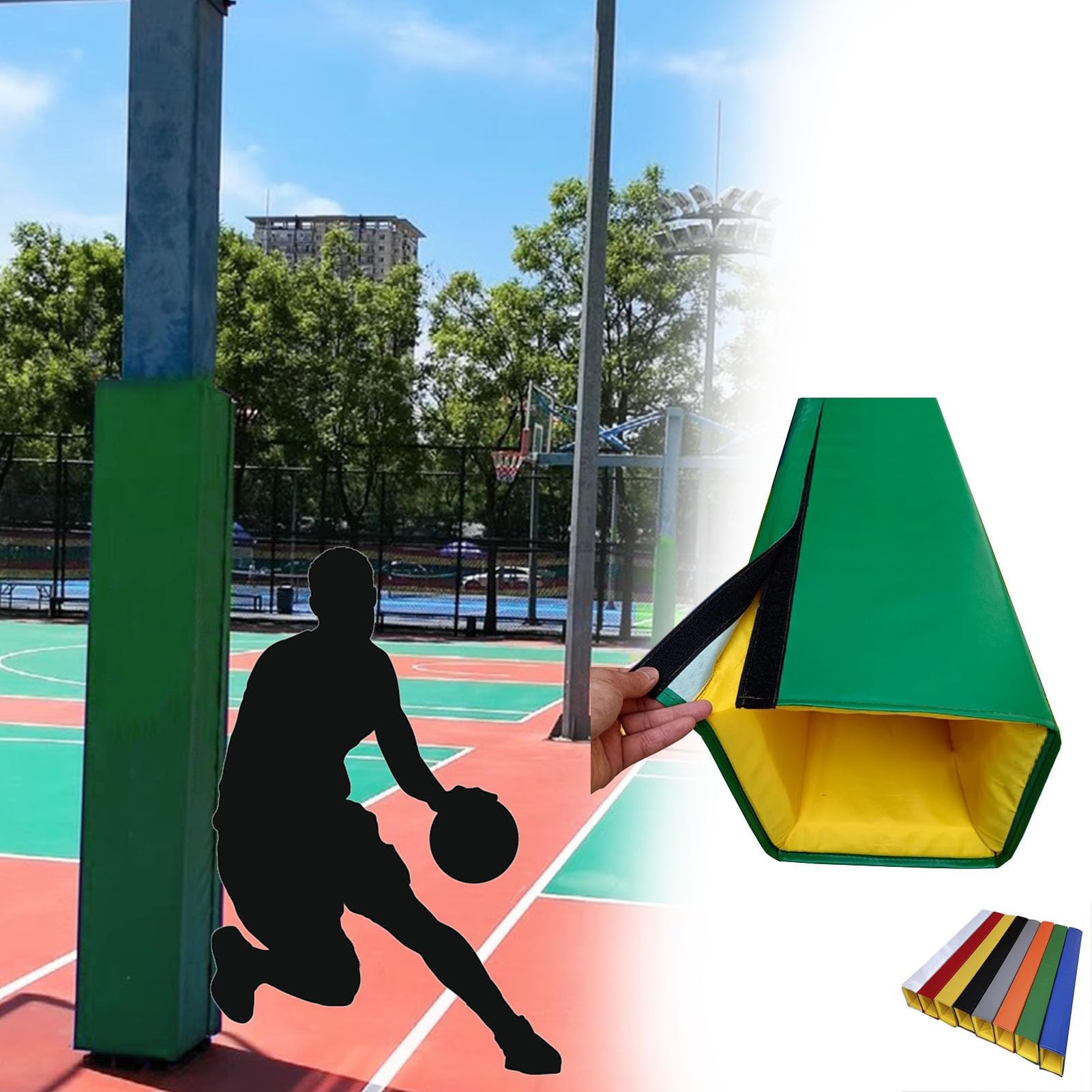 Oracra Custom Basketball Hoop Post Padding for Square Pole, UV-resistant Crash Cushion Rod Pads, Volleyball Pole Protection Wrap Mat for Court(Green,3"x3" (8x8cm))