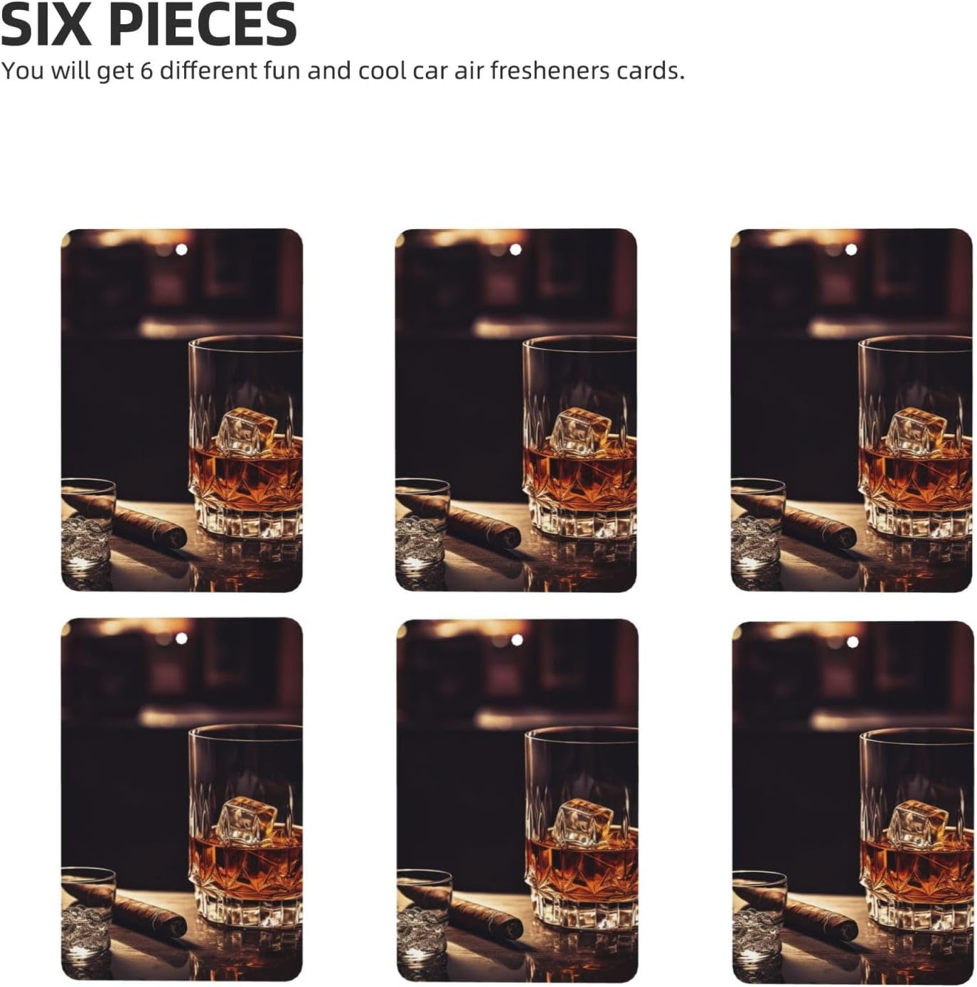 5 Pcs Car Air Fresheners Hanging Air Freshener Whisky and Cigar Hanging Scented Cards Fragrance Scented Cards for Car Car Aromatherapy Tablets for Car