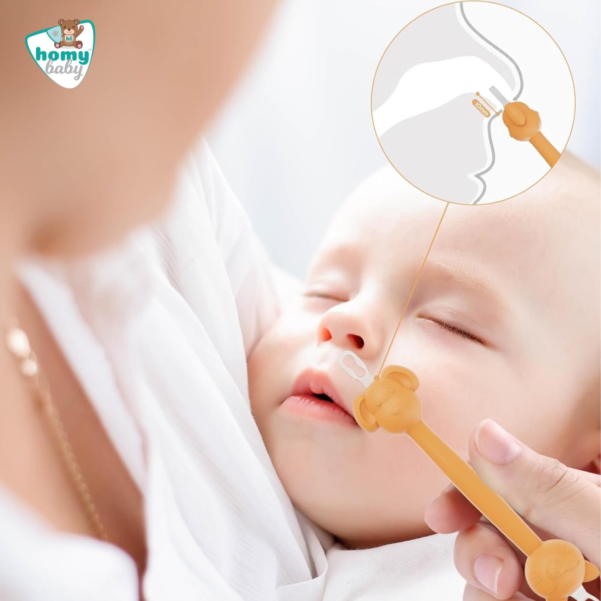 HOMYBABY® Cure Nez Bebe [x2 Pinces à Crottes de Nez] - Nettoyeur nasal et auriculaire pour bébés - Nettoie facilement et en toute sécurité - Nettoyeur d'oreille