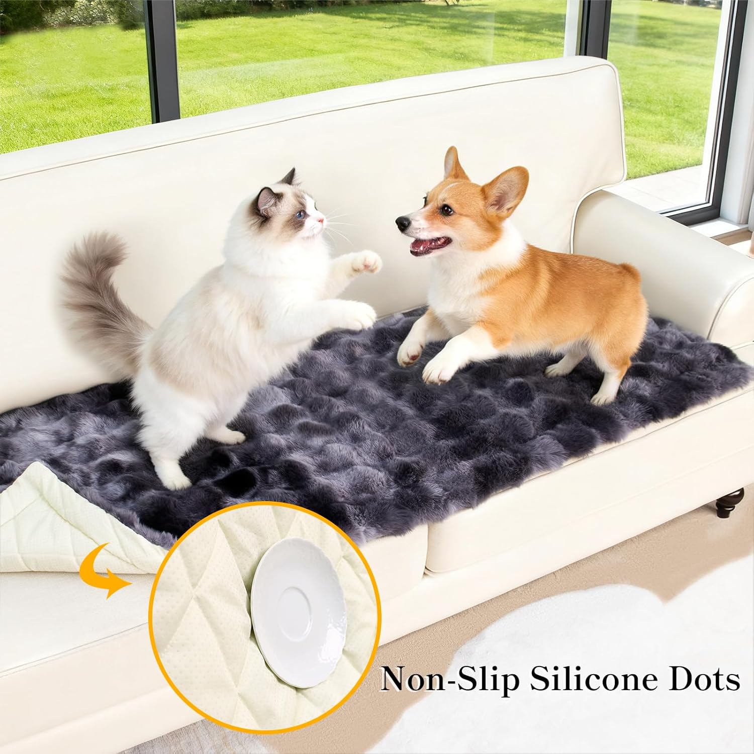 Pet Couch Covers Sofa Washable - Dogs Sofa Covers Slipcovers Non-Slip 3 Cushion Couch Protector Dog Bed, Black, 27.6"x82.7"