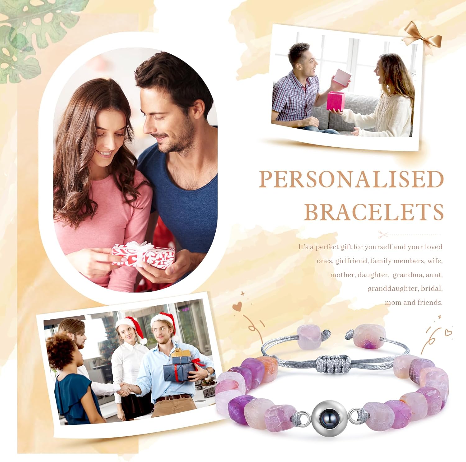 Bracelet with Picture inside Custom Picture Bracelet Personalized Photo Projection Bracelet Glass Memorial Bracelet Customized Gifts for Women Men Valentine's Day