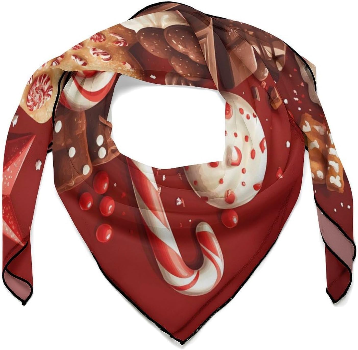 Chocolate Candy Sweets Bandana Fashion Head Scarf Square Silk Scarf Print Neck Hair Scarfs for Women Men Gifts