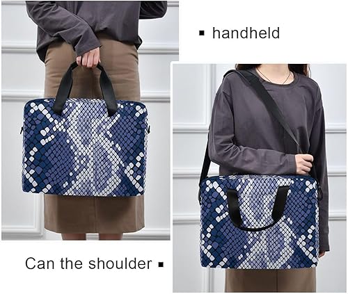 Miniatura 6 de Elegante piel de serpiente azul bolsa de ordenador portátil 15.6 pulgadas de la computadora que lleva el maletín bolso de mensajero del hombro,