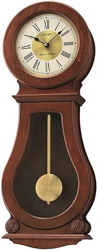 Seiko Reloj de pared circular y clásico con péndulo y carillón