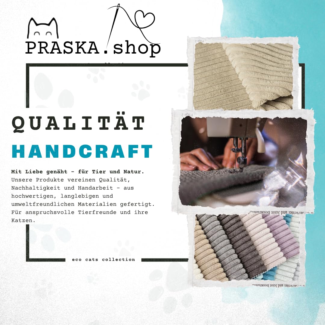 PRASKA Alfombra para gatos, para perros grandes y pequeños, rectangular, 60 x 40 cm, cama para gatos hechos a mano, de alta calidad, cojín para gatos, gris claro, cama para gatos