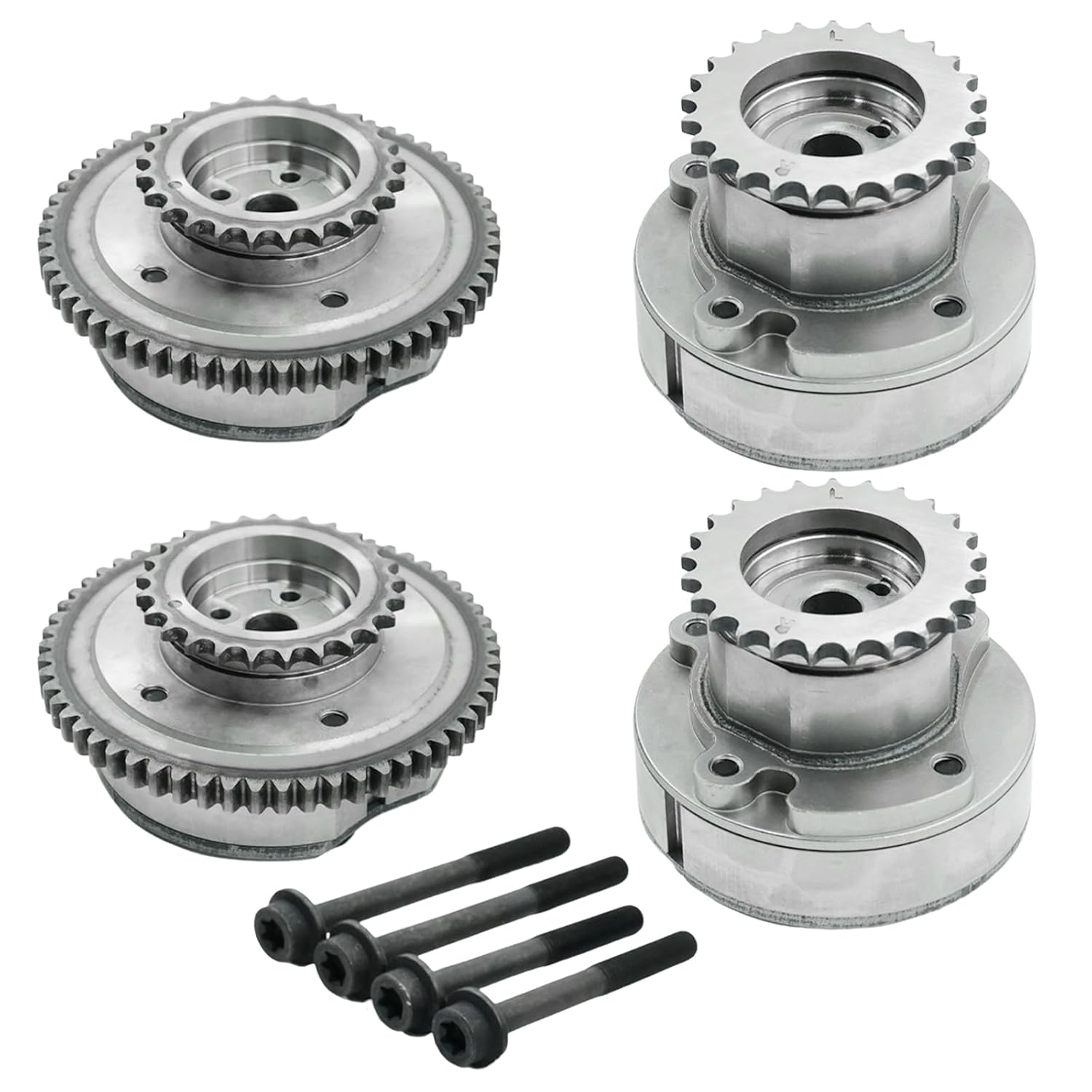 4PCS Intake ＆ Exhaust VVT Cam Phaser Timing Camshaft Sprocket Compatible with Ford F-150 Edge Explorer Transit Explorer Mustang Taurus OE# AT4Z-6C525-B AT4Z-6256-B