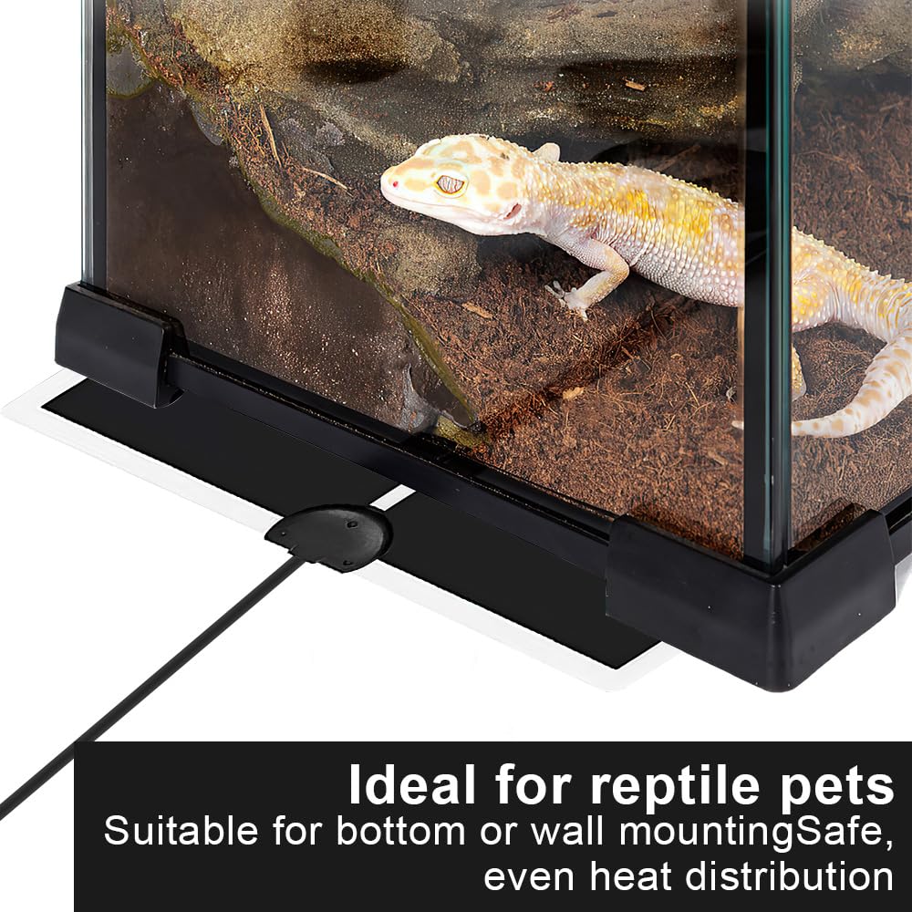 Tapis Chauffant Reptile, 2PCS 5W Tapis Chauffant pour Terrarium avec Contrôle de La Température, Tapis Chauffant pour Aquarium Réglable, pour Lézards Geckos Serpents(14x15cm)