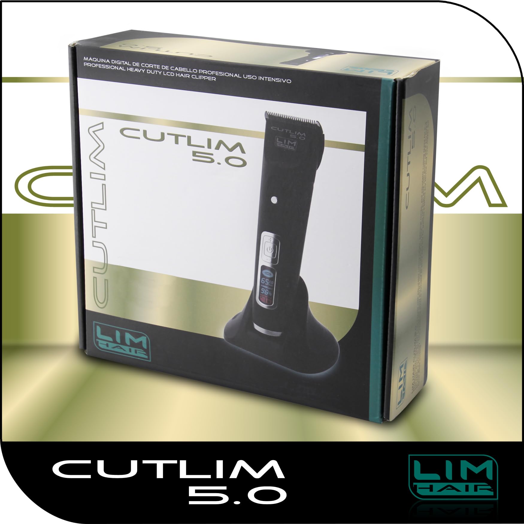Máquina digital de corte de cabello LIM HAIR CUTLIM 5.0, para cabello, barba y cuerpo. Diseño PROFESIONAL. 4 alturas de corte, 4 peines alza, 5 velocidades, Batería Litio, Display.