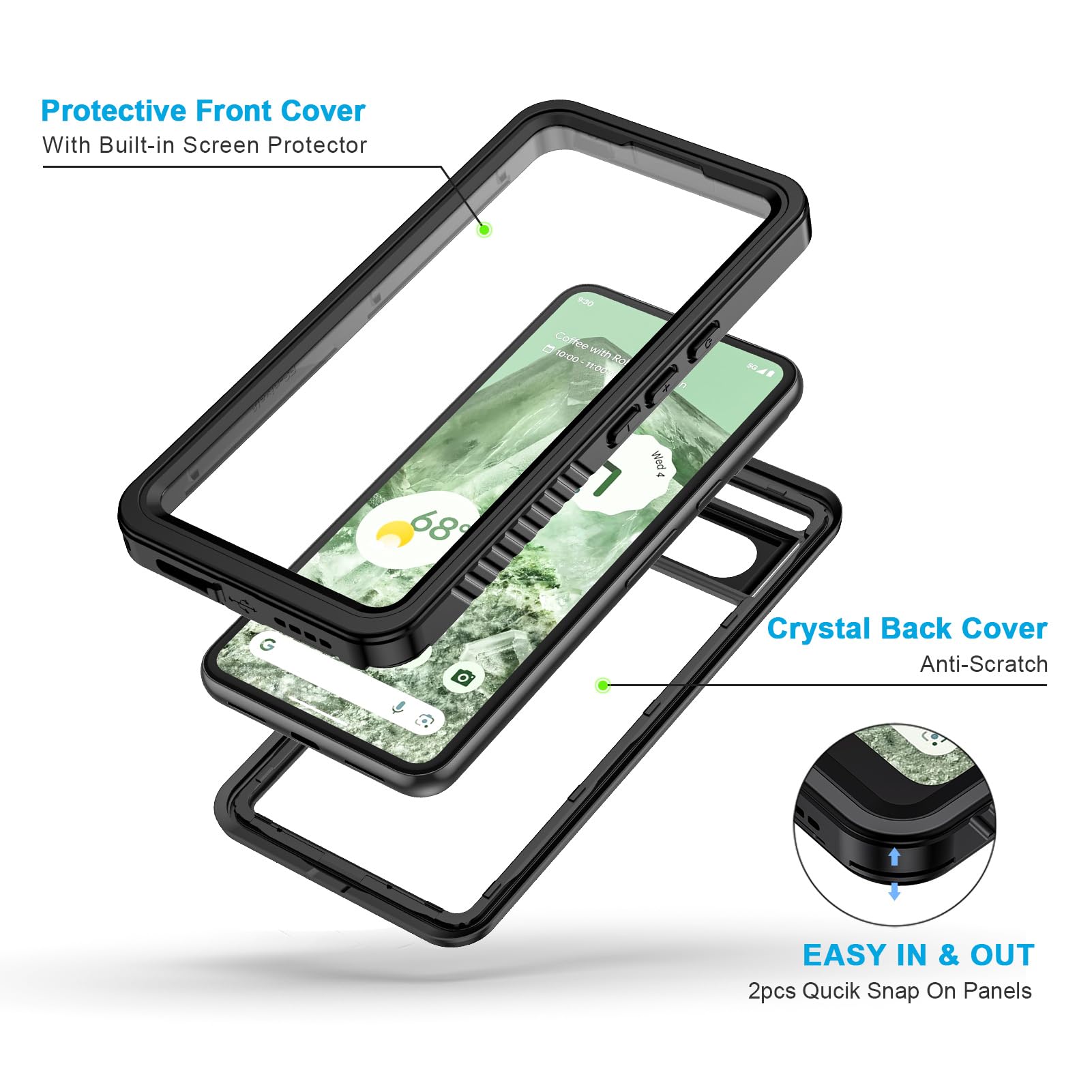 Snapklik.com : Lanhiem Pixel 8 Case, IP68 Waterproof Dustproof Case