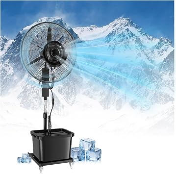 Industrial Quality Made Misting Fan with Water Mist Spray, 3 Speeds, Adjustable Height, Aluminum Blades, Lifting Type, for Patio, Outside Restaurant, Gym, Factory Workshop750mm/30in