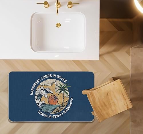 Miniatura 4 de Lacosu Felpudo de verano para puerta de playa, felpudo de puerta delantera con olas, para interiores y exteriores, decoración de casa de playa de