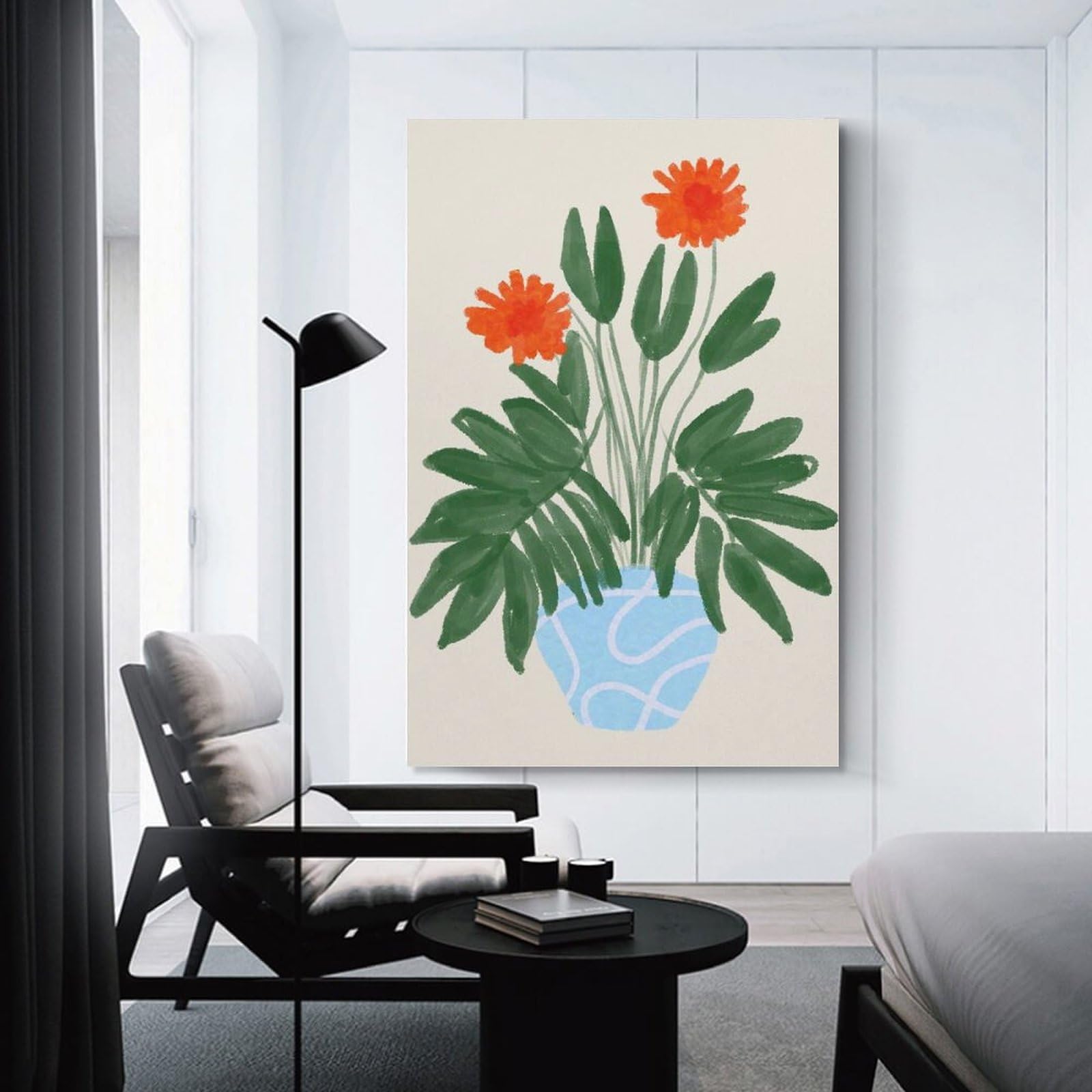 Junmoney Tropical Blooming Plant Canvas Wall Art, 20x30inch(50x75cm), for Bedroom, Guest Room Or Reading Nook, Decorative Wall Art for Cosy Rooms