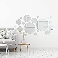 Vista 9 de Shappy 32 calcomanías de pared de espejo acrílico, removibles, redondas, azulejos de espejo circulares para el hogar, baño, sala de estar