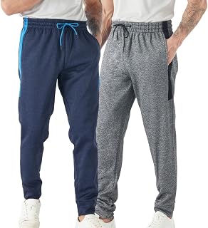 TEXFIT 2-Pack Men's Active Fleece Joggers with Side Pockets, Jogging Pants (2pcs Set)