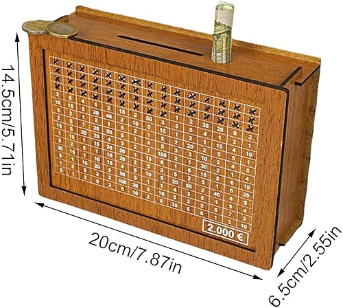 Miniatura 5 de Alcancía de madera de 14, alcancía para niños y niñas, alcancía de billetes de moneda, caja de ahorro para niños, caja de ahorro imprescindible para
