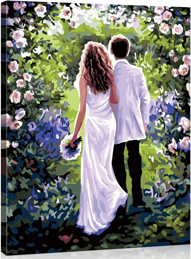 Suntown Wooden Framed Paint by Numbers 40x50cm Canvas Diy Oil Painting for Kids, Adults and Drawing Beginner with Brushes and Acrylic Paints - A Lifetime Love