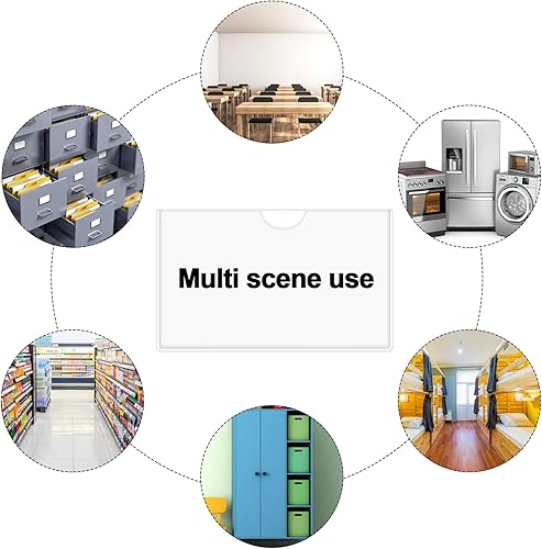 Miniatura 5 de Paquete de 30 bolsillos autoadhesivos para tarjetas de índice con apertura superior para cargar, soporte ideal para organizar y proteger, plástico