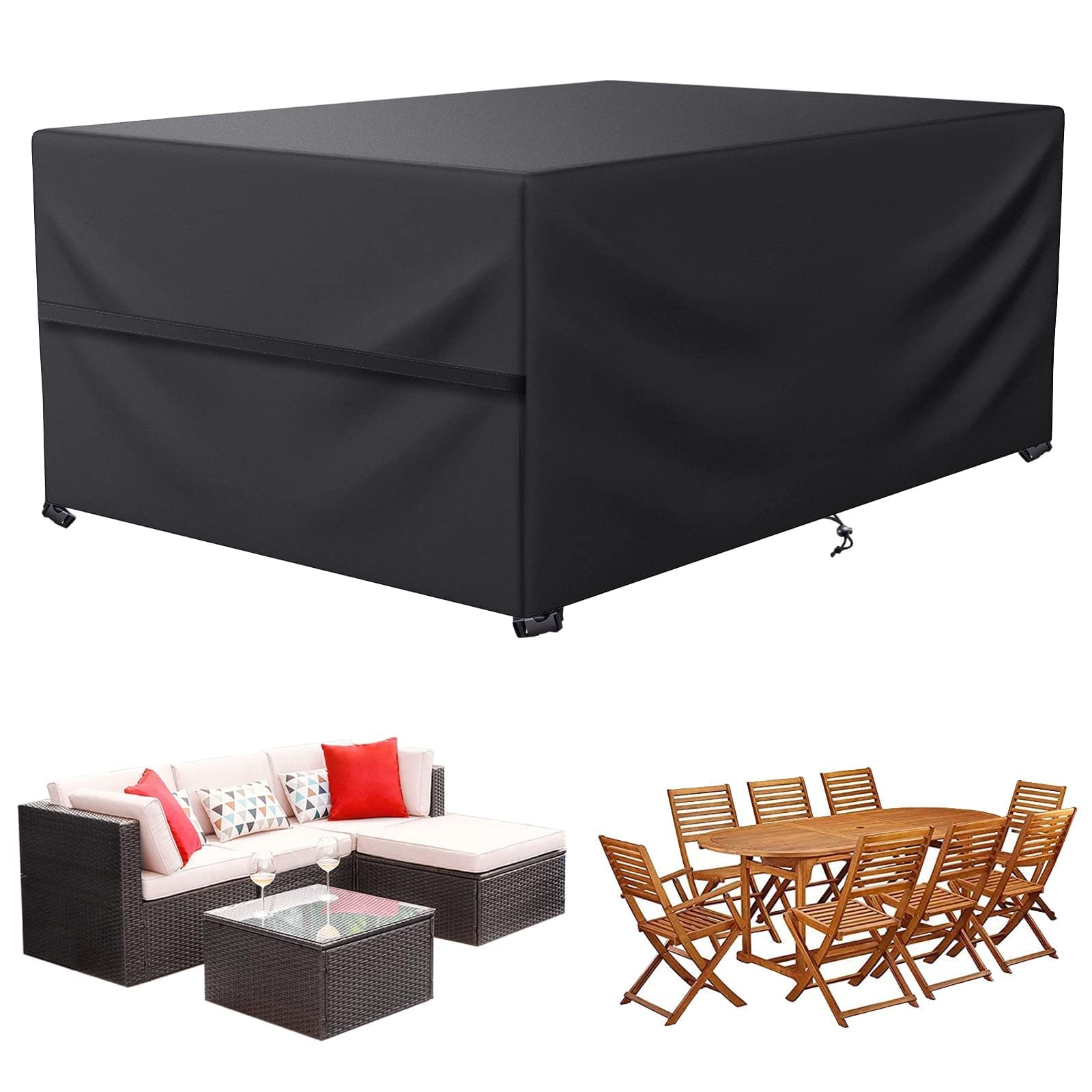LCGOD Gartenmöbel Abdeckung winterfest ，Abdeckplane für Gartenmöbe Chwerlast 600D Oxford Gewebe Winddicht,Staubfest, UV-Beständiges,Schutzhüllen für gartenmöbel und Sofa,Rechteckig(160x100x75cm)