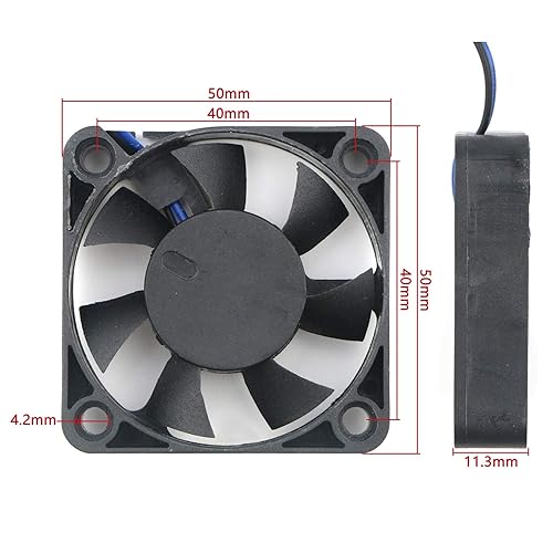 Miniatura 4 de Mini ventilador de refrigeración silencioso de 1.969 in x 1.969 in x 0.453 in, 2 pines CC, 12 V, 0.18 A, 6000 RPM, para impresora 3D, computadora,