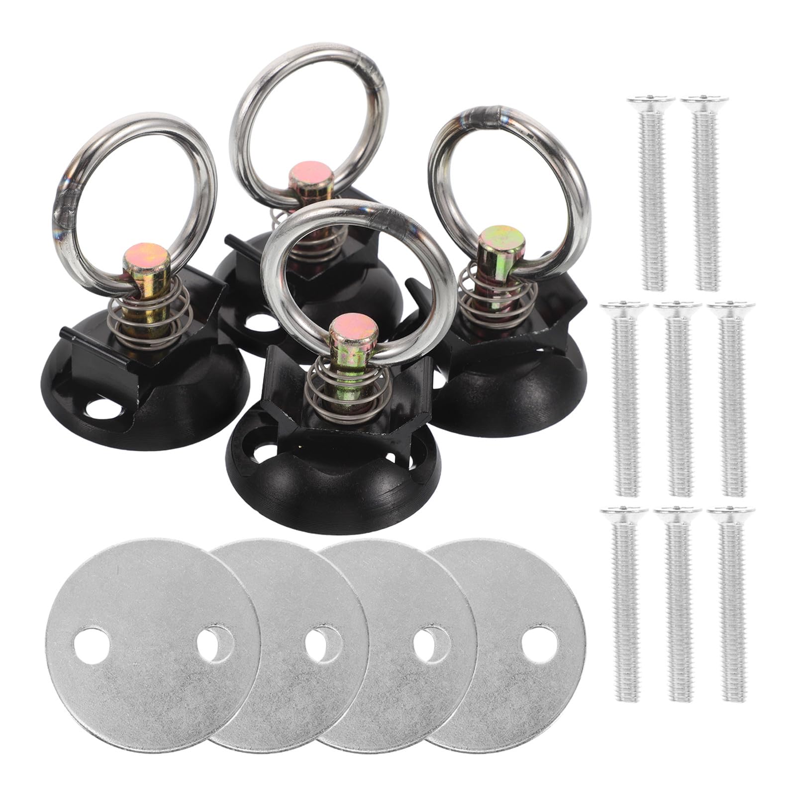 Abaodam Kit de 4 Puntos Puntos de Amarre Redondos para Motocicleta Anclajes de Amarre de Acero Resistentes Sistema de Bloqueo Seguro Accesorios Cargas y Remolques Instalación Rápida