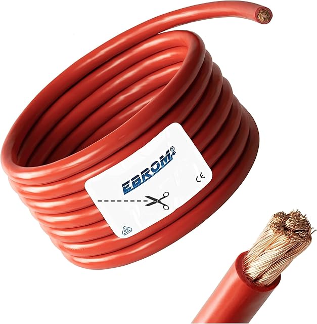 Kabel akumulatora, kabel rdzeniowy, czerwony - H07V-K 6, 10, 16, 25, 35, 50, 70 lub 95 mm², 100% miedź OFC; sprzedawany na metry - 6 mm², 10 mm², 16 mm², 25 mm², 35 mm², 50 mm², 70 mm², 95 mm²