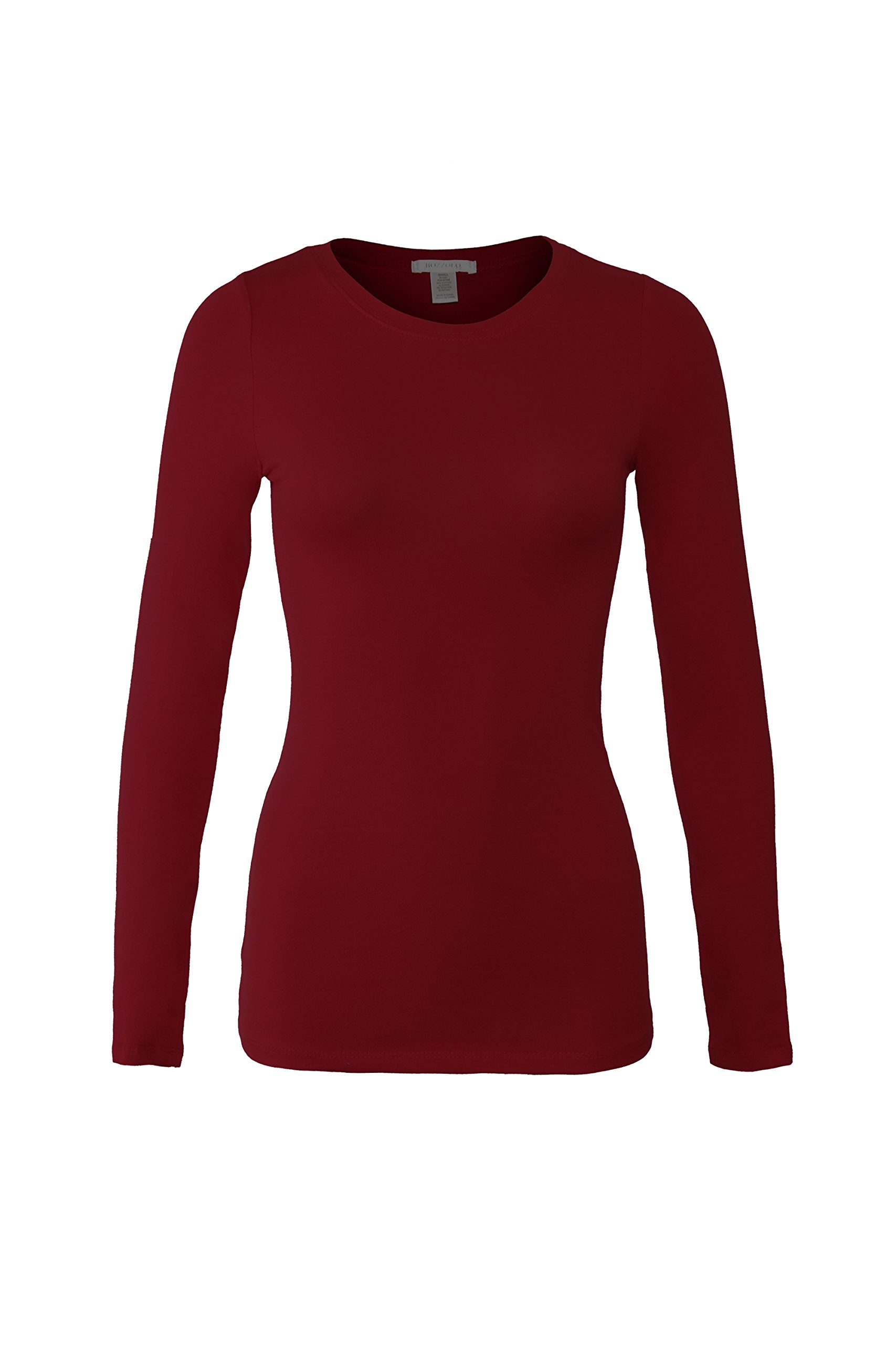Bozzolo Women's Basic Round Neck Warm Soft Stretchy Long Sleeves T Shirt