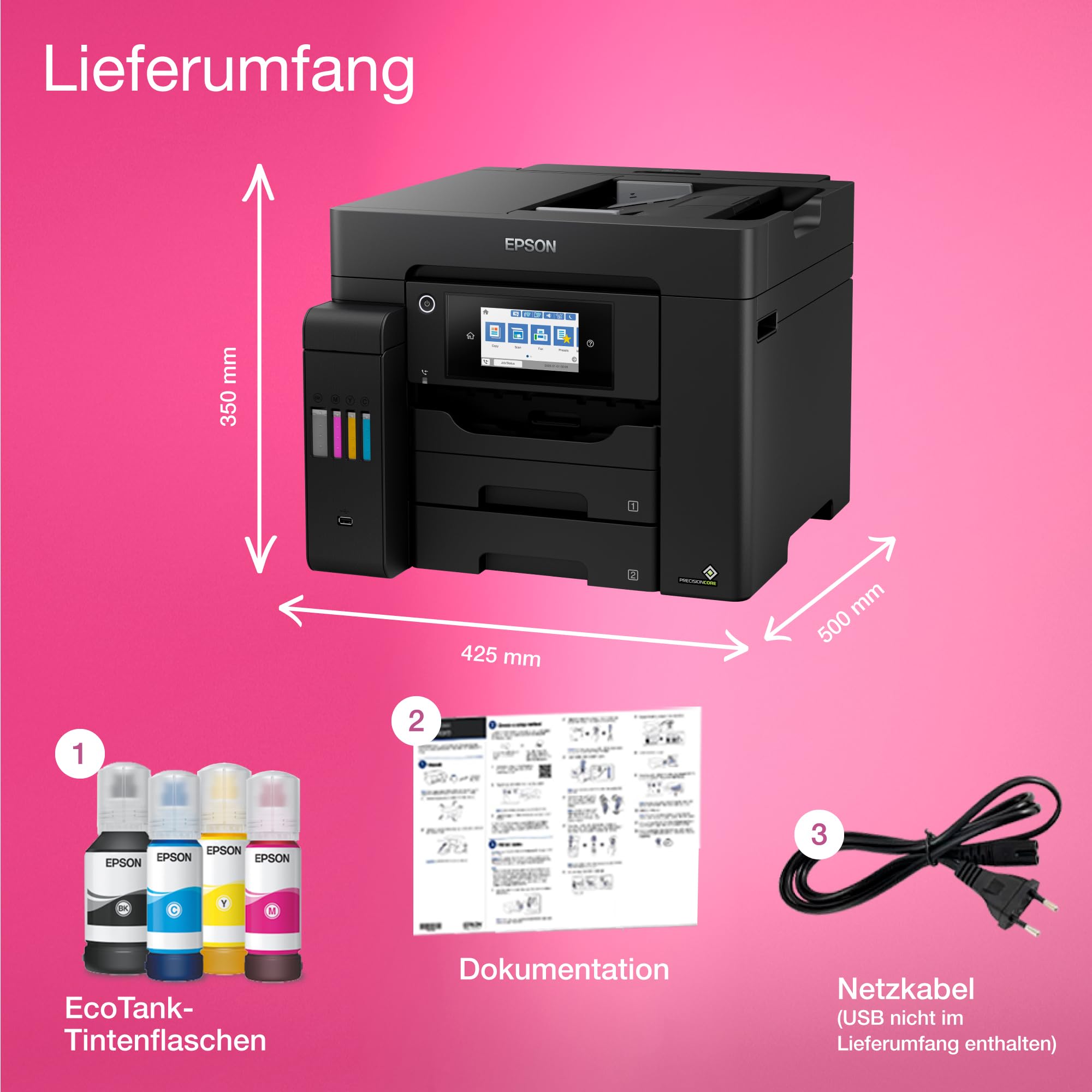 EcoTank ET-5850 DIN-A4-Multifunktions-Wi-Fi-Tintentankdrucker mit Fax