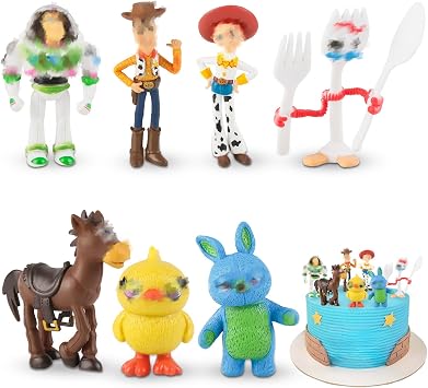 3D Cake Toppers Kids Toy Set- Mini Figures Set, Animals Cake Toppers, Story Birthday Party Supplies Decorations for Boys Girls Happy Birthday Cake Decorations and Party Goodie Bag Stuffers