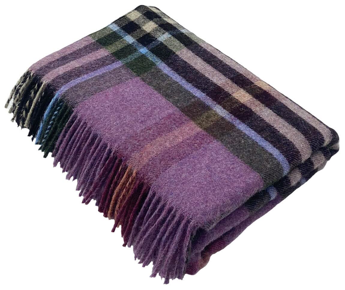 Bronte Chesil Raspberry Luxury Pure Shetland Wool Blanket Throw Made in UK by Moon