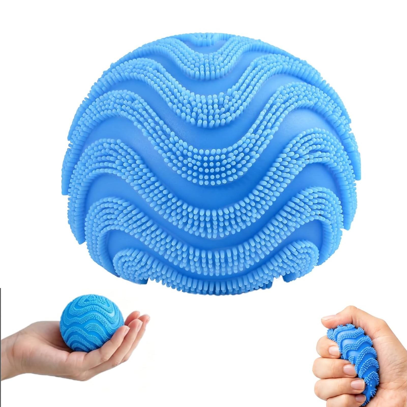 MUVZKQIAN Blue Fuzz Ball Squishy Stress Ball – Soft Slow Rising Fidget Toy for Anxiety & Stress Relief, Sensory Squeeze Ball for Autism & ADHD, Pocket Size Party Bag Fillers for Kids & Adults — image 1