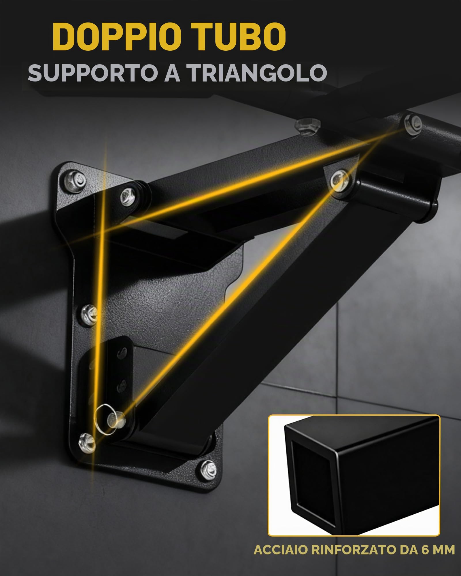 Barra per Trazioni da Muro: Regolabile in Altezza Sbarra Trazioni a Parete Multi-Grip Pieghevole Multifunzione per Casa, Fitness e Esercizi Forza - Pull Up Bar per Allenamento a Casa