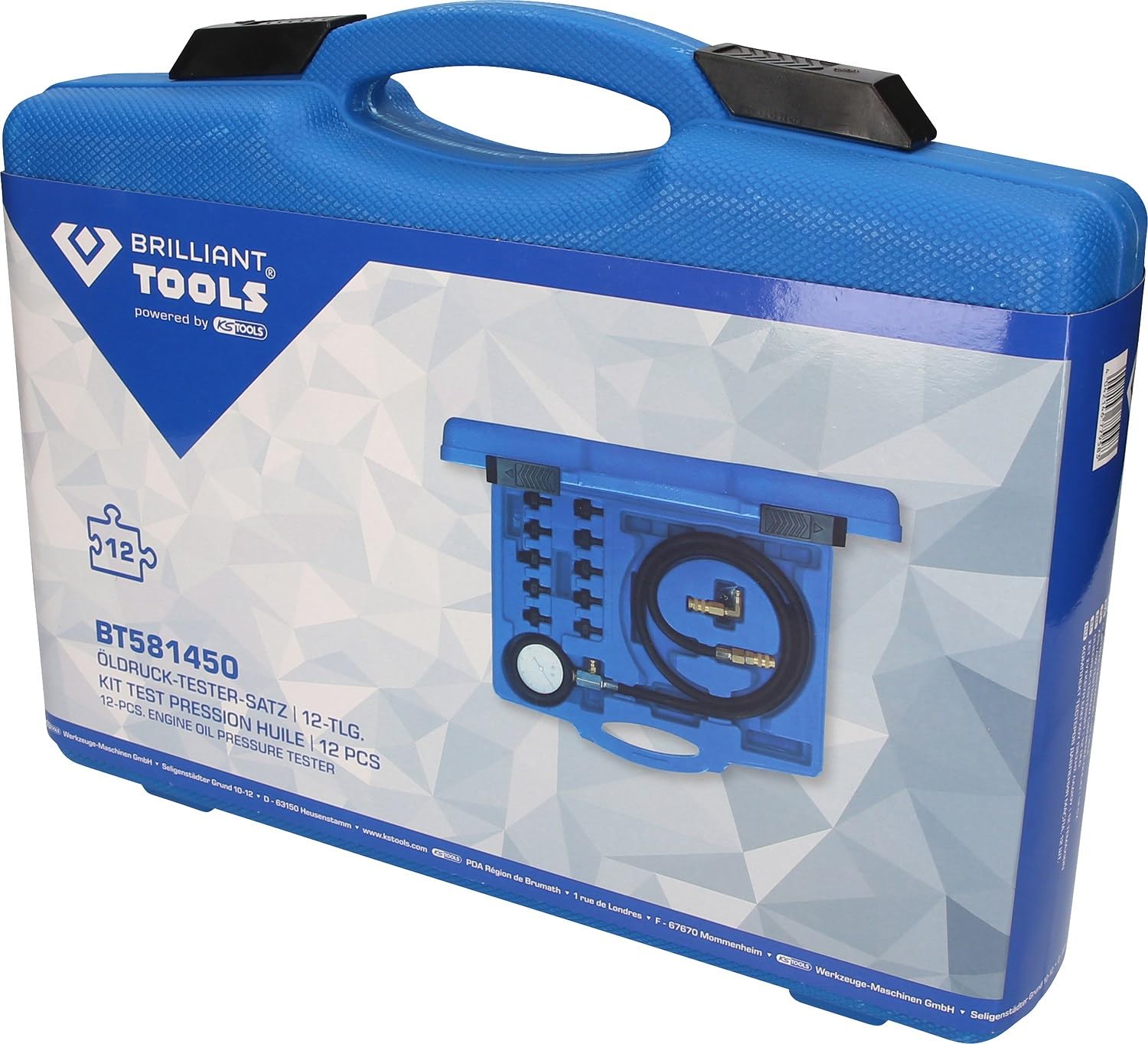 BRILLIANT TOOLS BT581450 Set tester pressione olio, 12 pz [Powered by KS TOOLS]