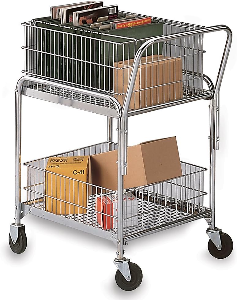 Mail Cart - 25x17" Baskets - 4" Casters